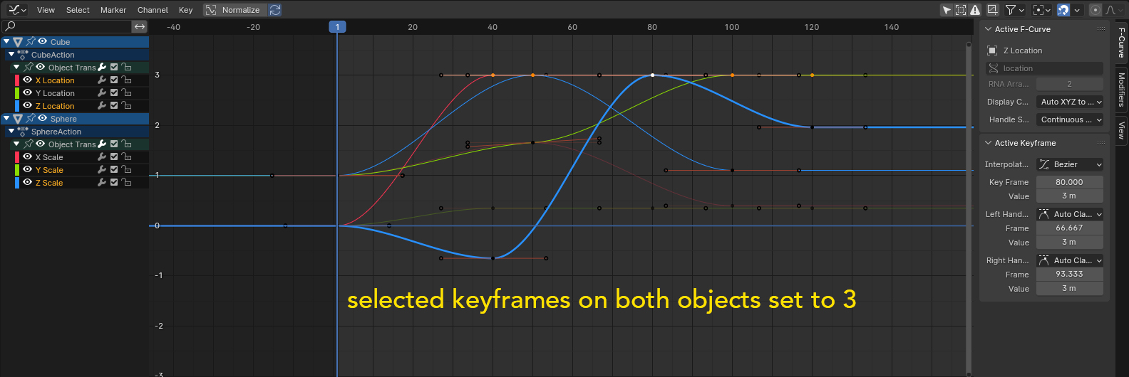 How to give one values to multiple keyframes in graph editor in blender
