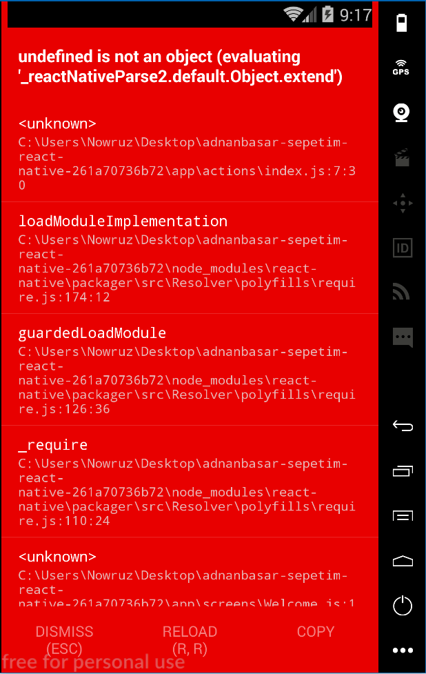 android Undefined is not an object in React Native