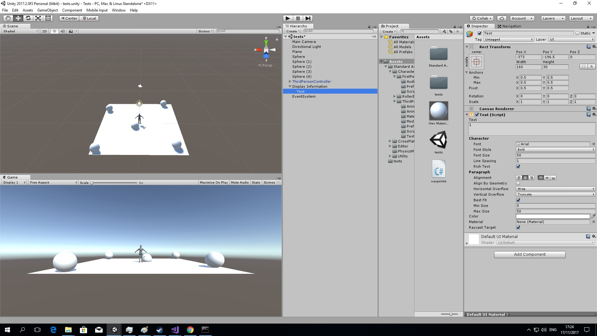 unity How can i position a canvas and text child above gameobject