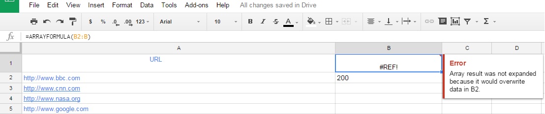 How to apply Google Sheets 'HTTPResponse' to entire column? Stack
