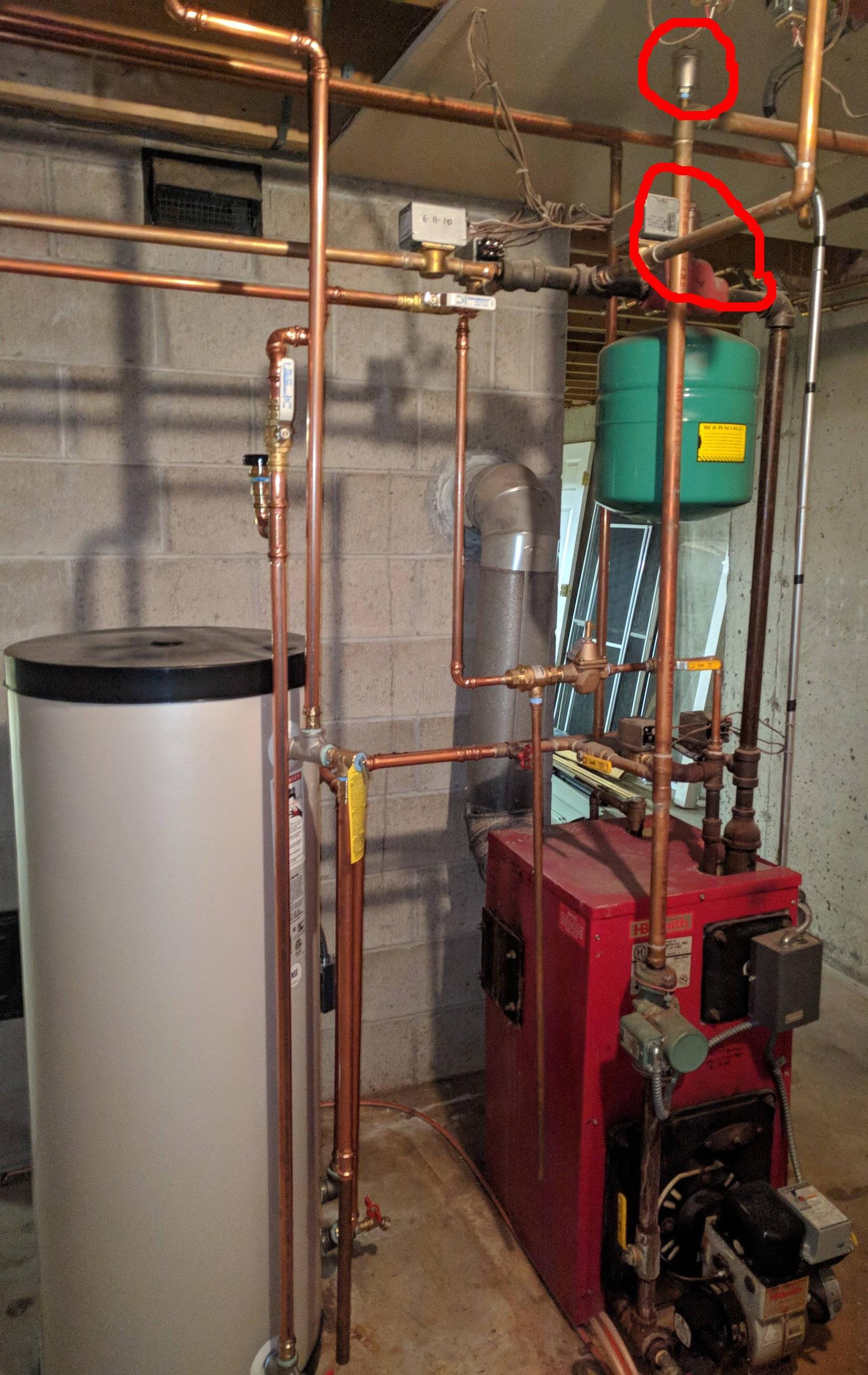 plumbing Auto air vent above boiler hydronic expansion tank dripping