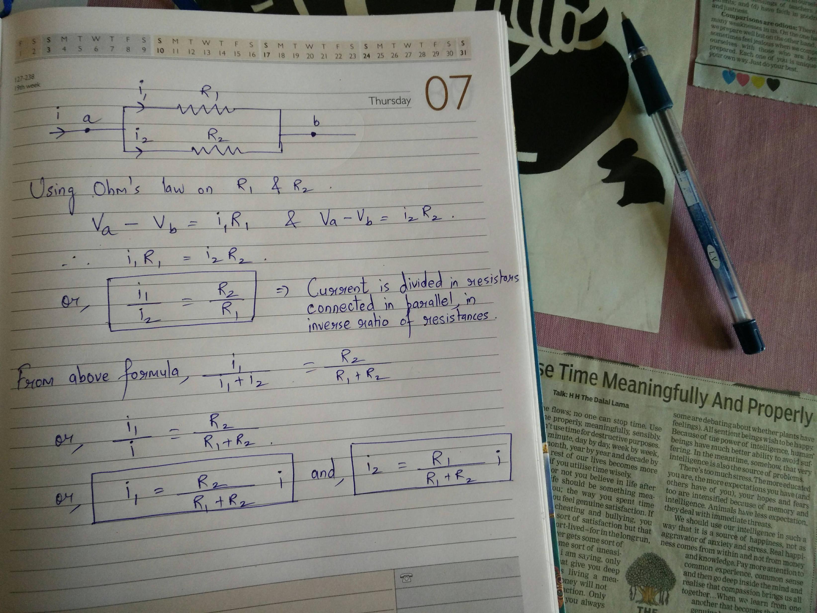 homework and exercises How does current split in a parallel circuit