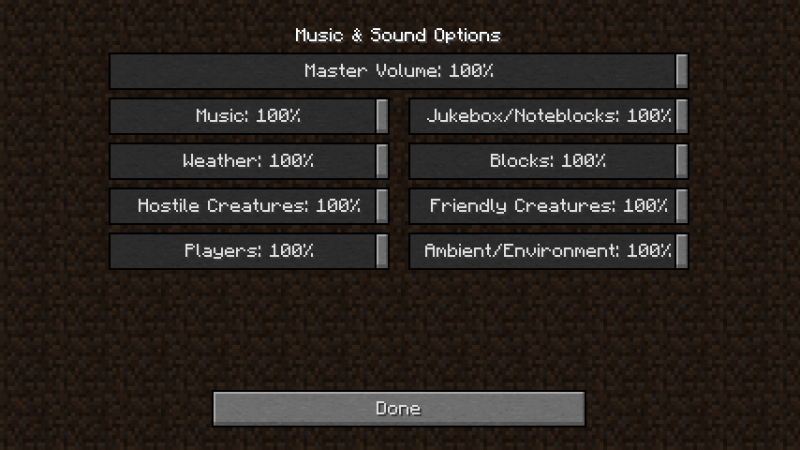 In the Minecraft 1.7 update, you can turn off ambience and environment, but what noise is