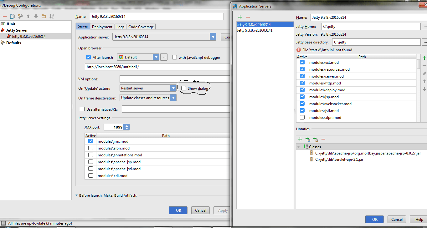 How to run on server intellij