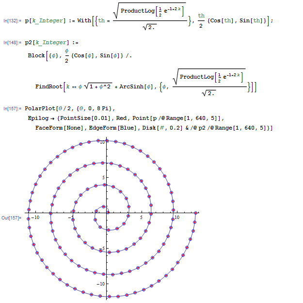 geometry How to place objects equidistantly on an Archimedean spiral