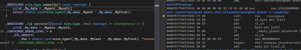 c++ Using stdcin makes stdvectorpush_back fail on msvc, but not