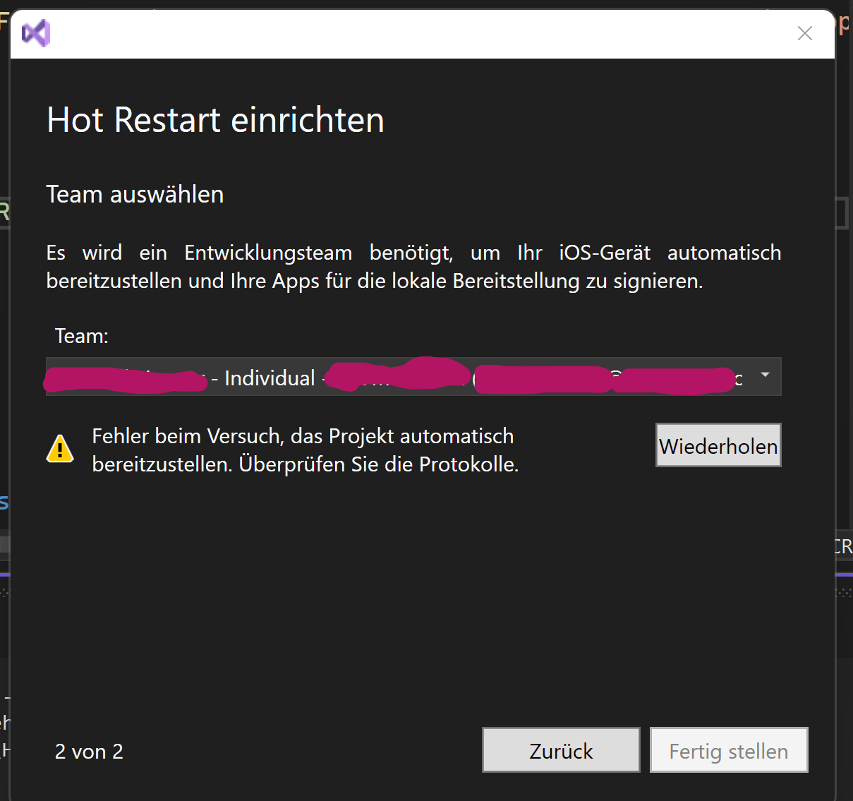 Problem to set up xamarin iOS Hot Restart Stack Overflow