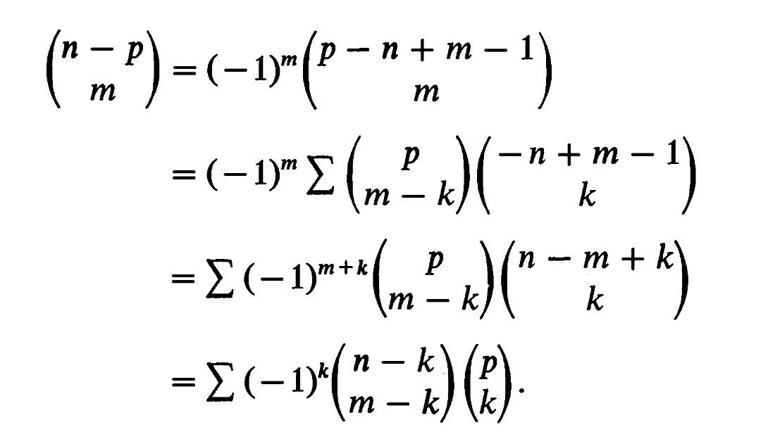 combinatorics Binomial identity in Riordan's Combinatorial Identities