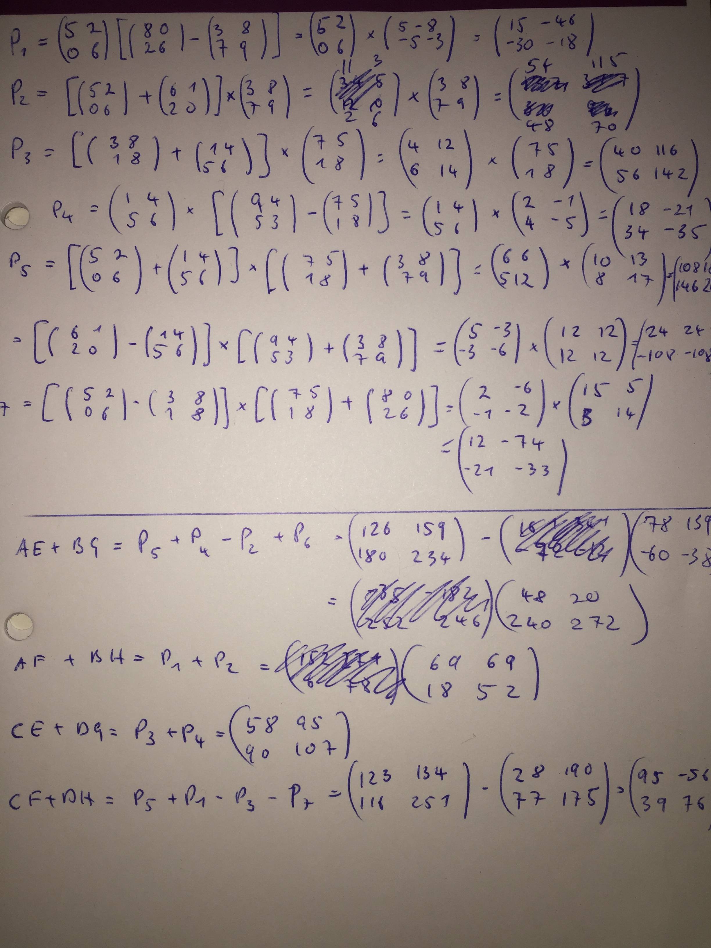 matrices Recursive matrix multiplication strassen algorithm