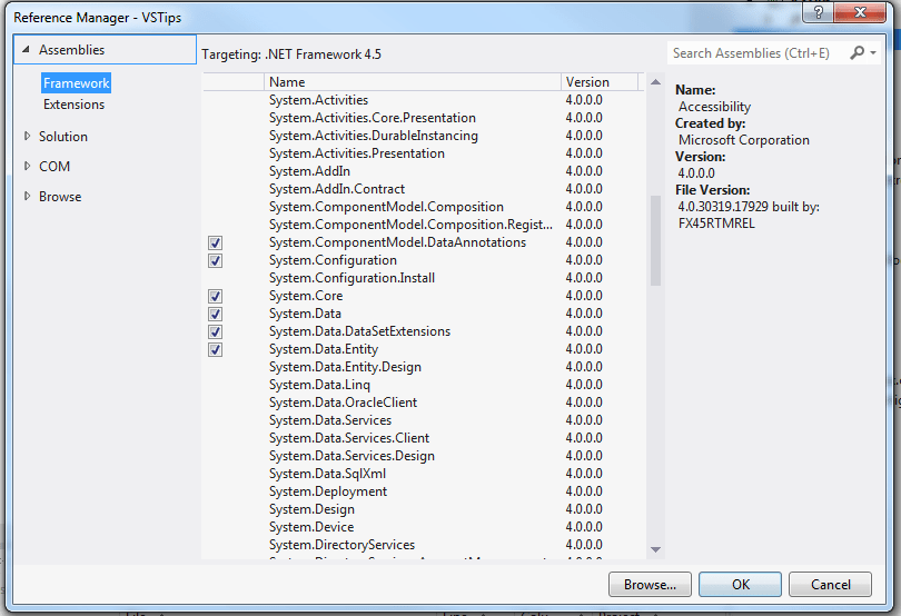 Difference between Assemblies Framework and Extensions Stack