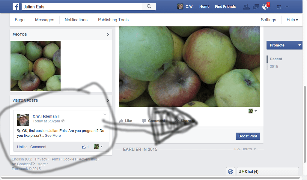 facebook pages How to display a visitor's posts in the main body of
