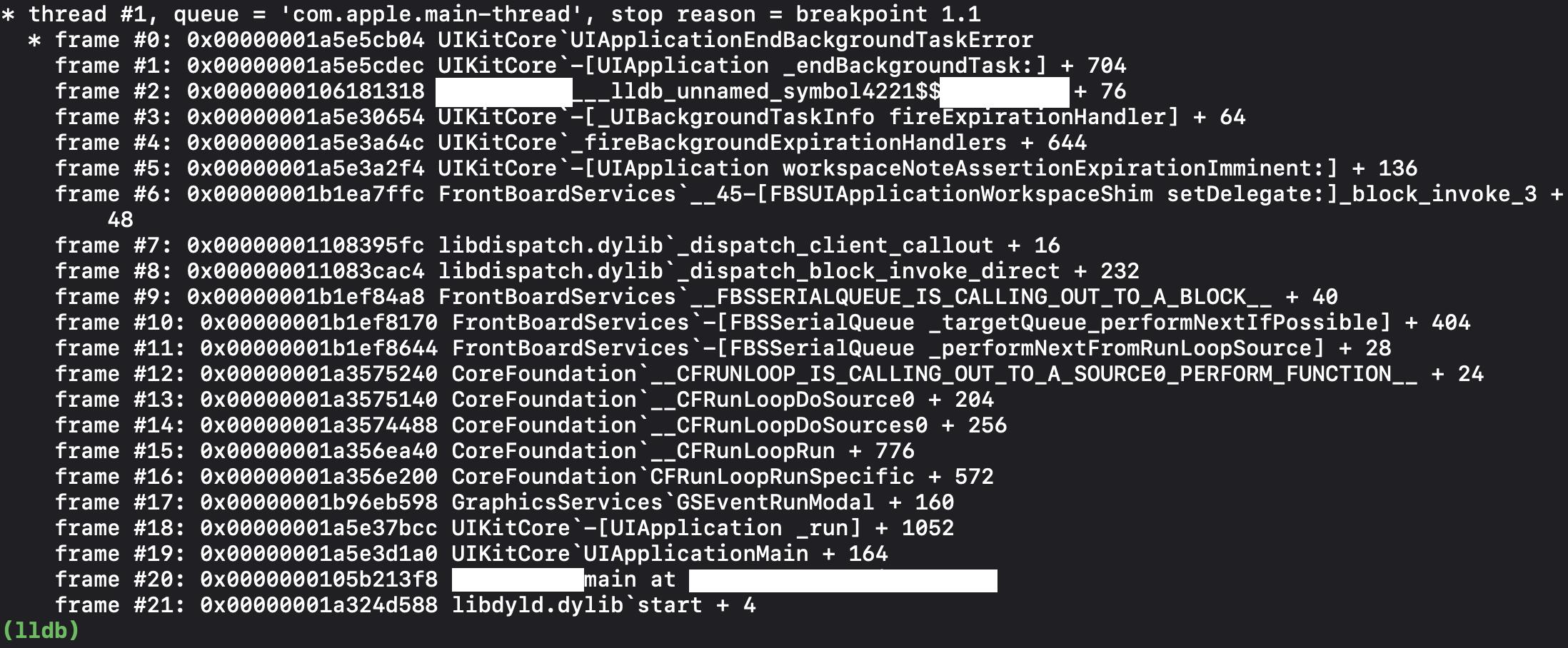 swift iOS app getting killed in background how to debug? Stack