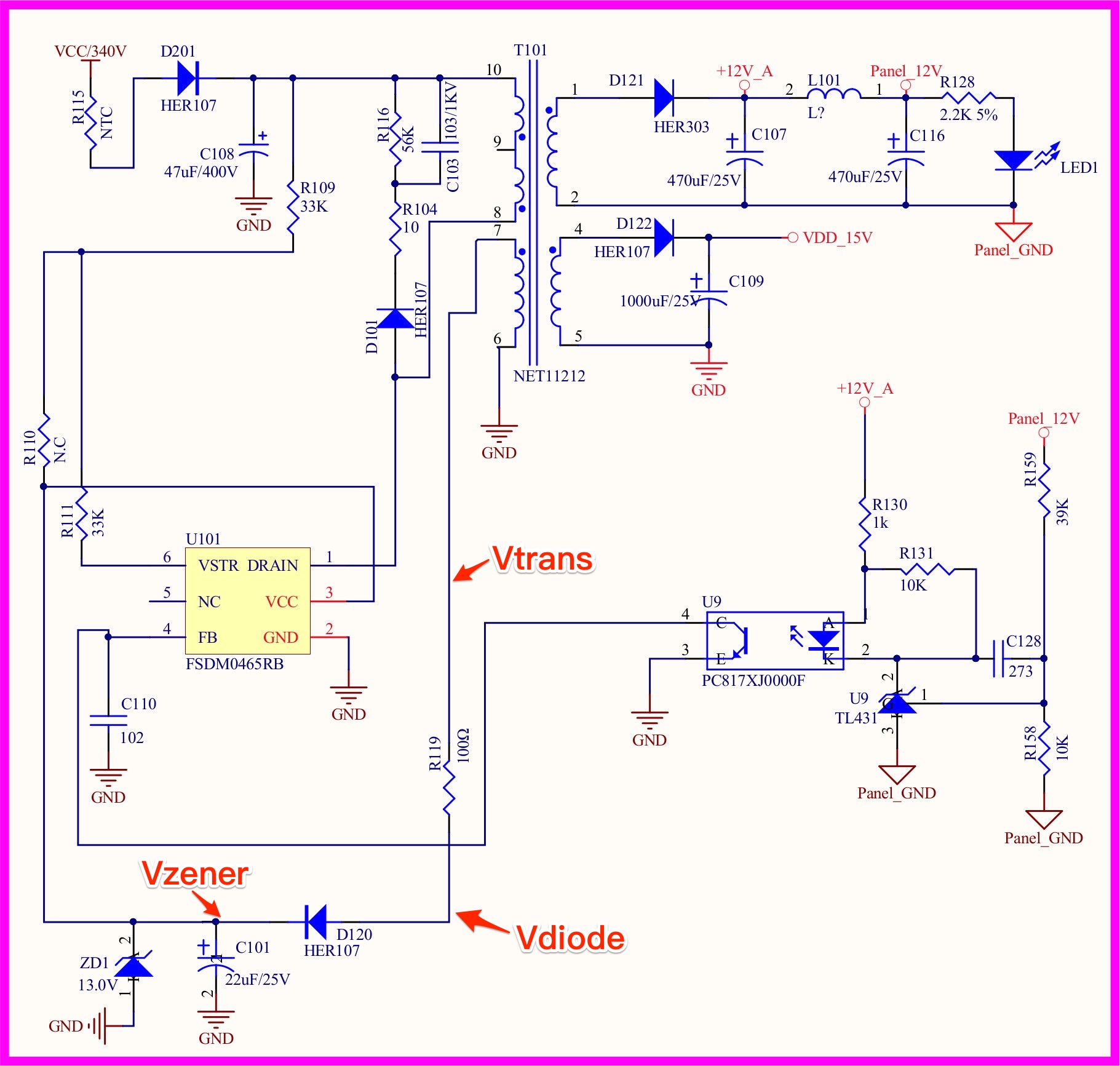 Blown Capacitor and Bad Zener Diode in a Switching Power Circuit