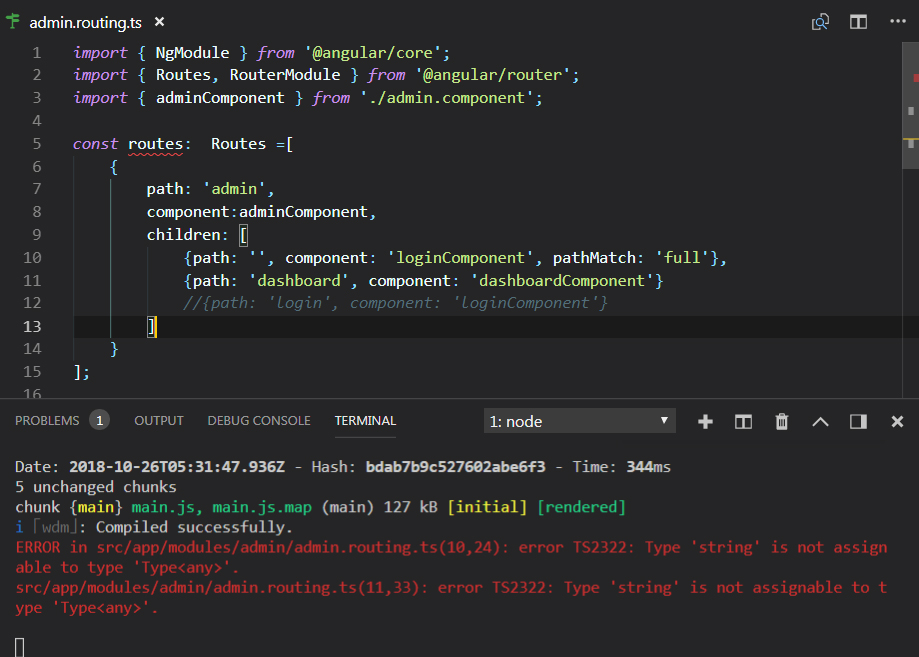 typescript error TS2322 Type 'string' is not assignable to type