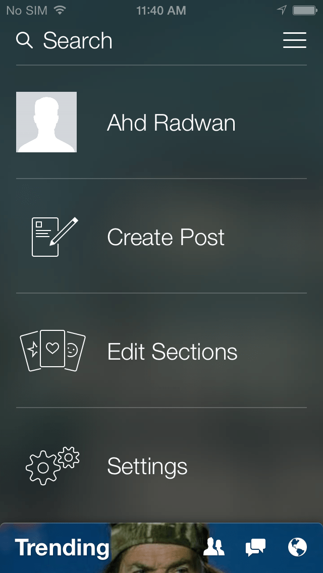 objective c Slide down Menu in IOS like Paper app setting Stack