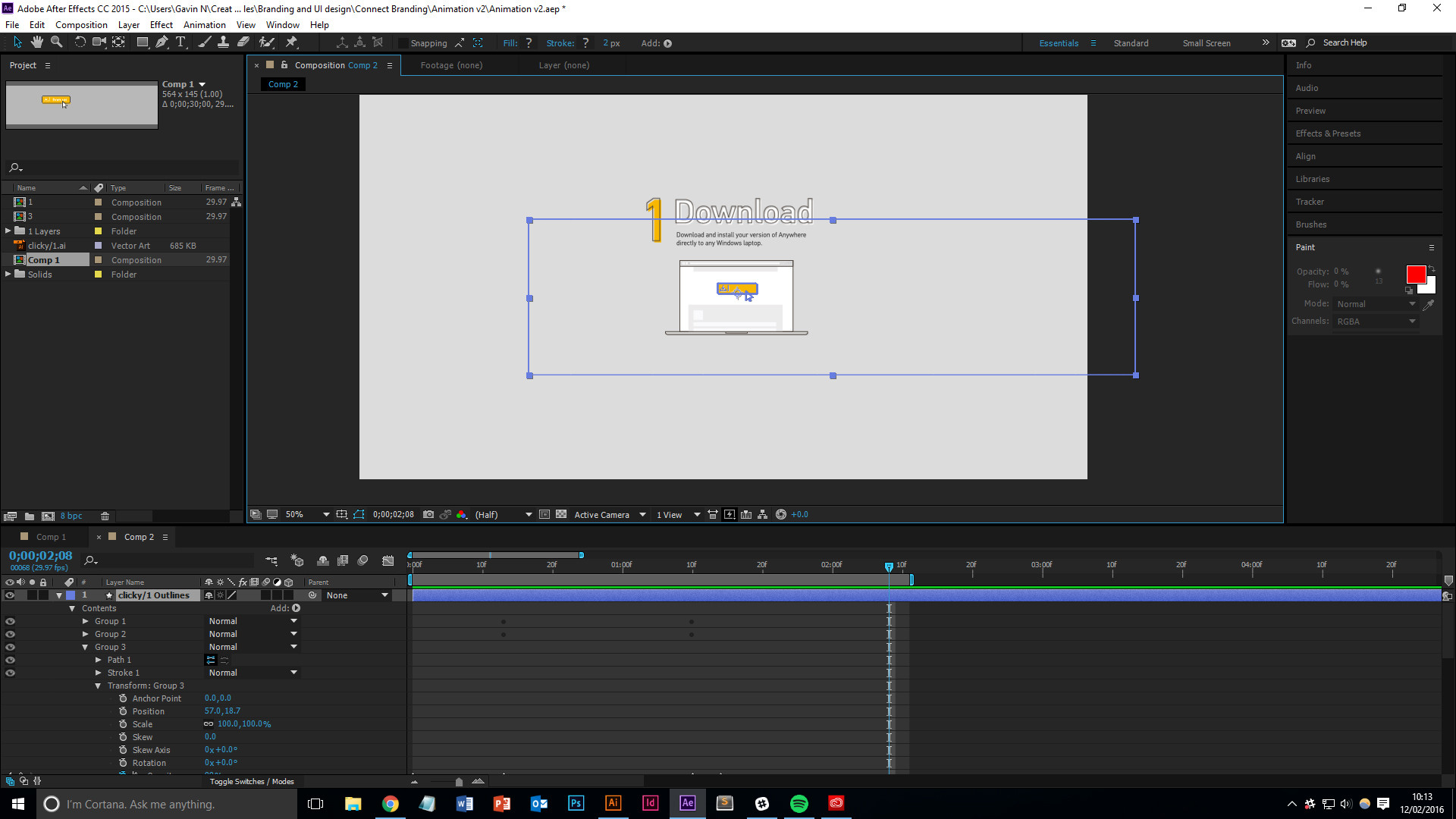 Import Illustrator layers to After effects without artboard size