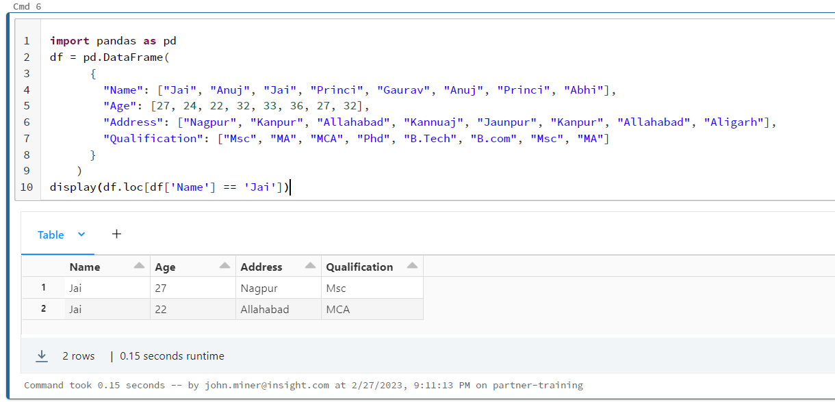 python Create a Grouped DataFrame from a QUERY not a Field List