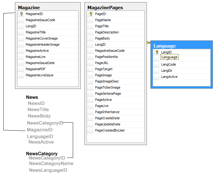 sql server 2008 Database design for Magazine website Database