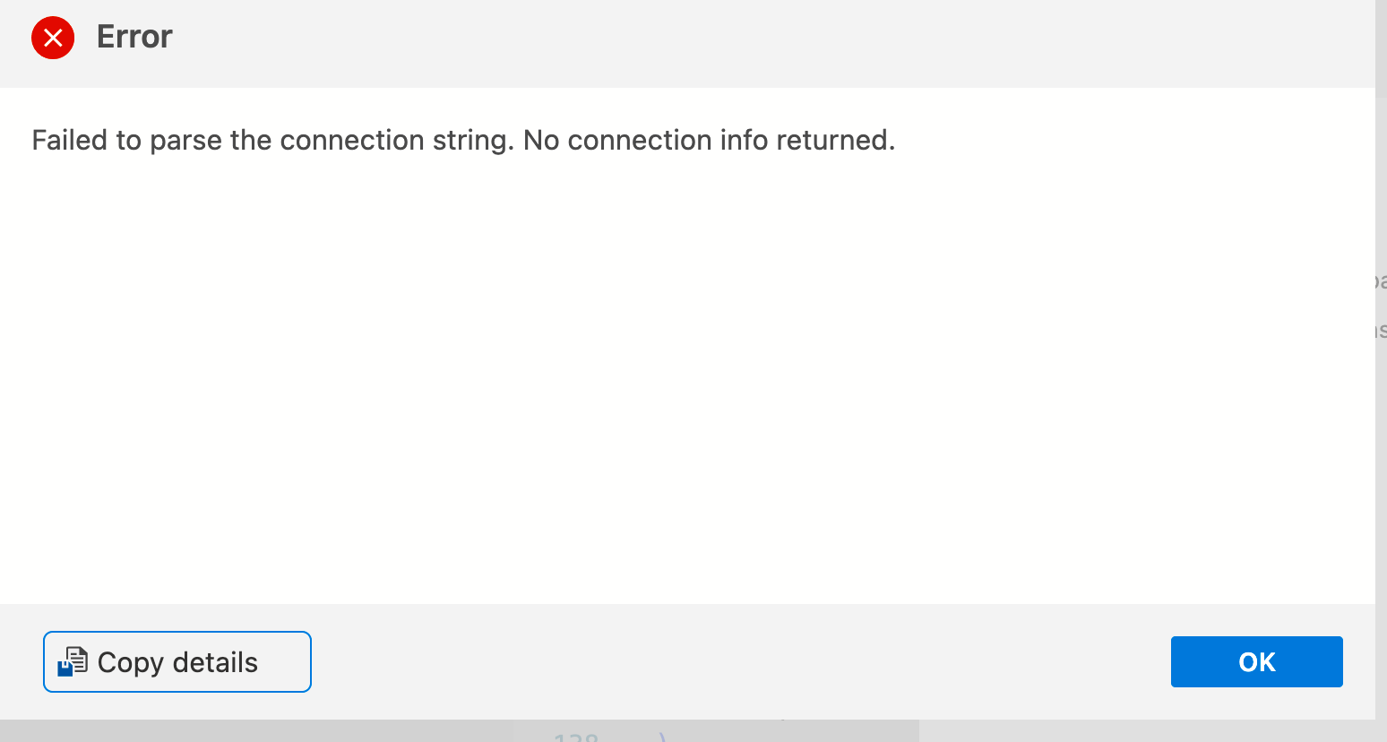 "Error No connection info returned" when attempting to connect to SQL