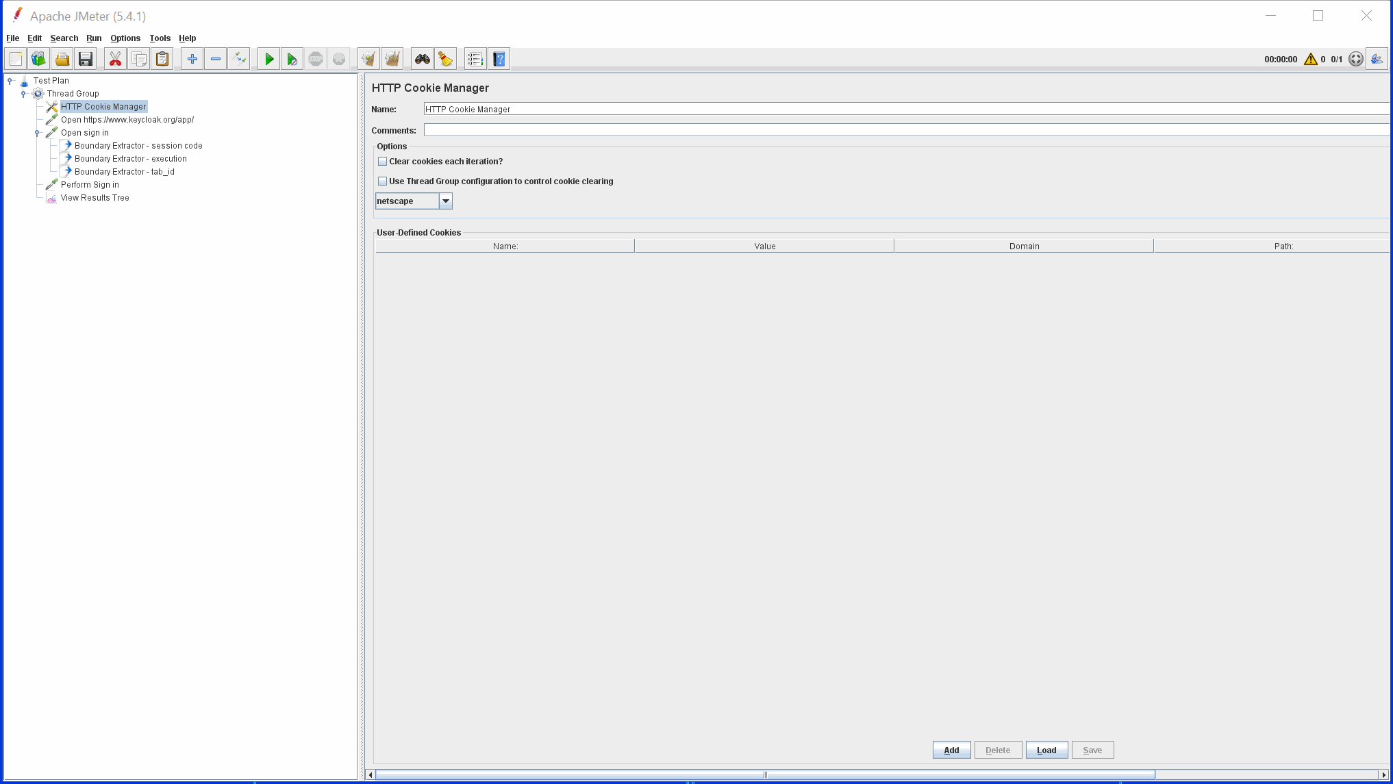 jmeter How to do perform a performance testing, keycloak enable web