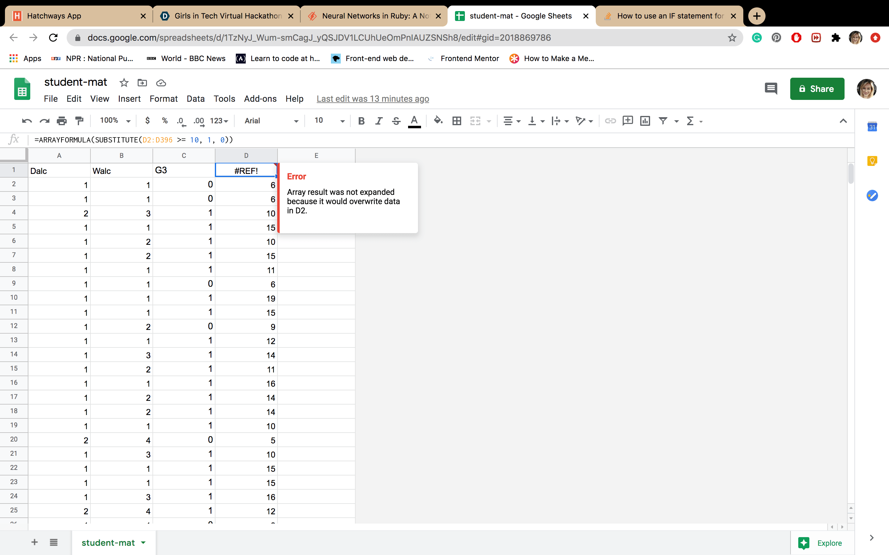 How to use an IF statement for an entire column in Google Sheets