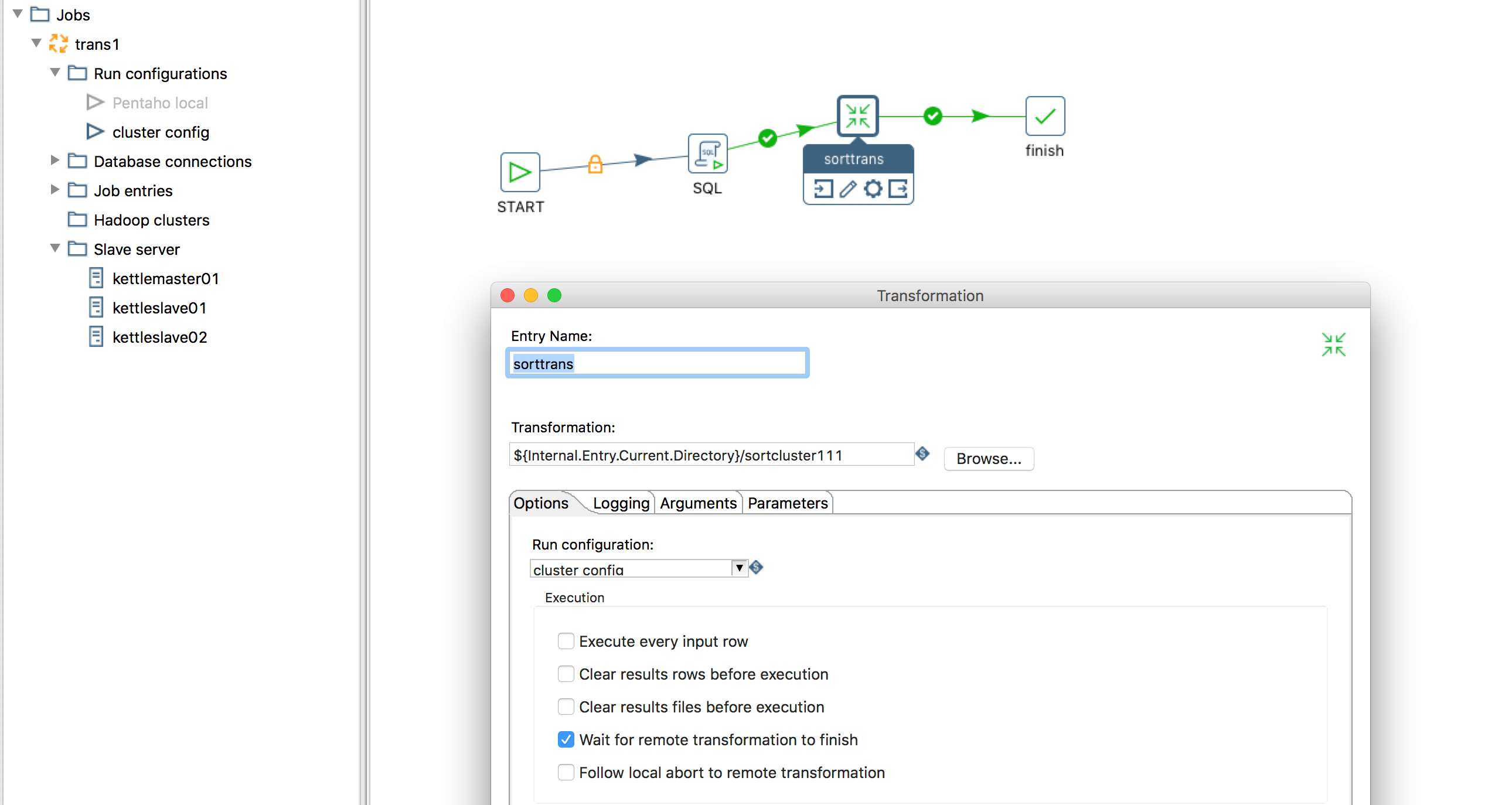 Pentaho Data Integration How to run job with kitchen on carte cluster