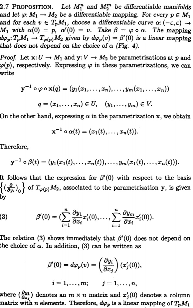 geometry Confusion regarding differential in Do Carmo Mathematics