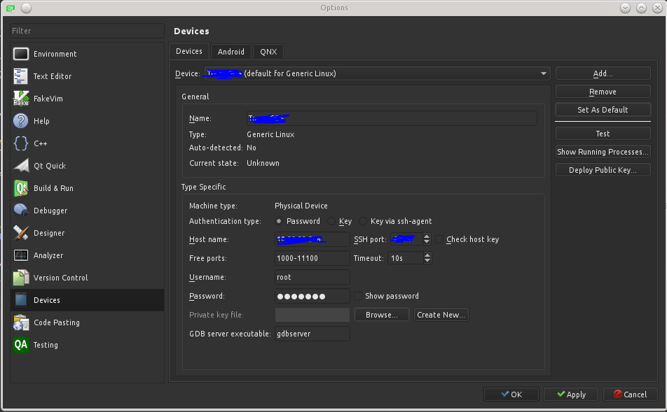 gdb Qt Creator (4.5 beta) не удается подключиться к gdbserver