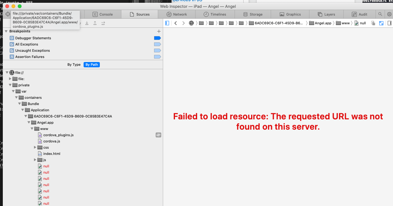 javascript Cordova > faceapijs [Error] Failed to load resource
