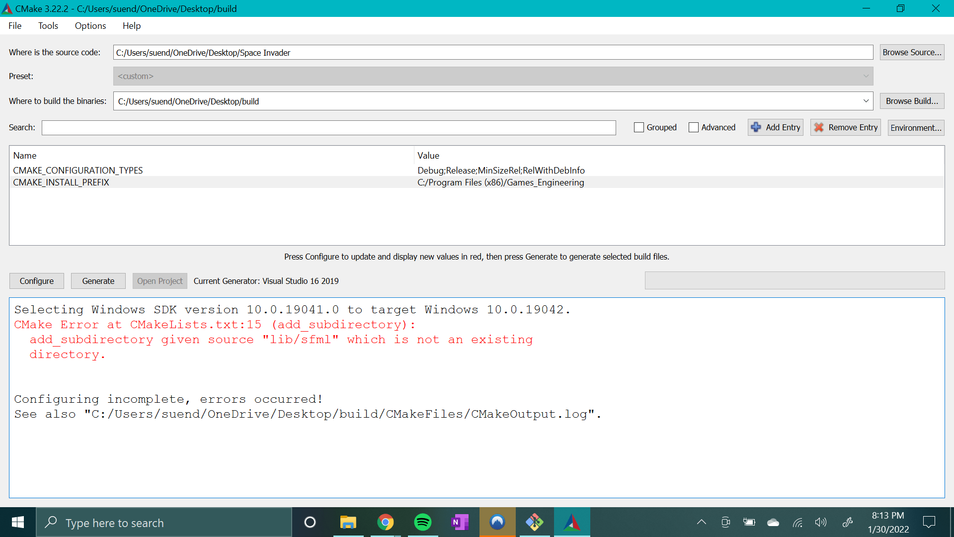 c++ CMake Error add_subdirectory given source "lib/sfml" which is not