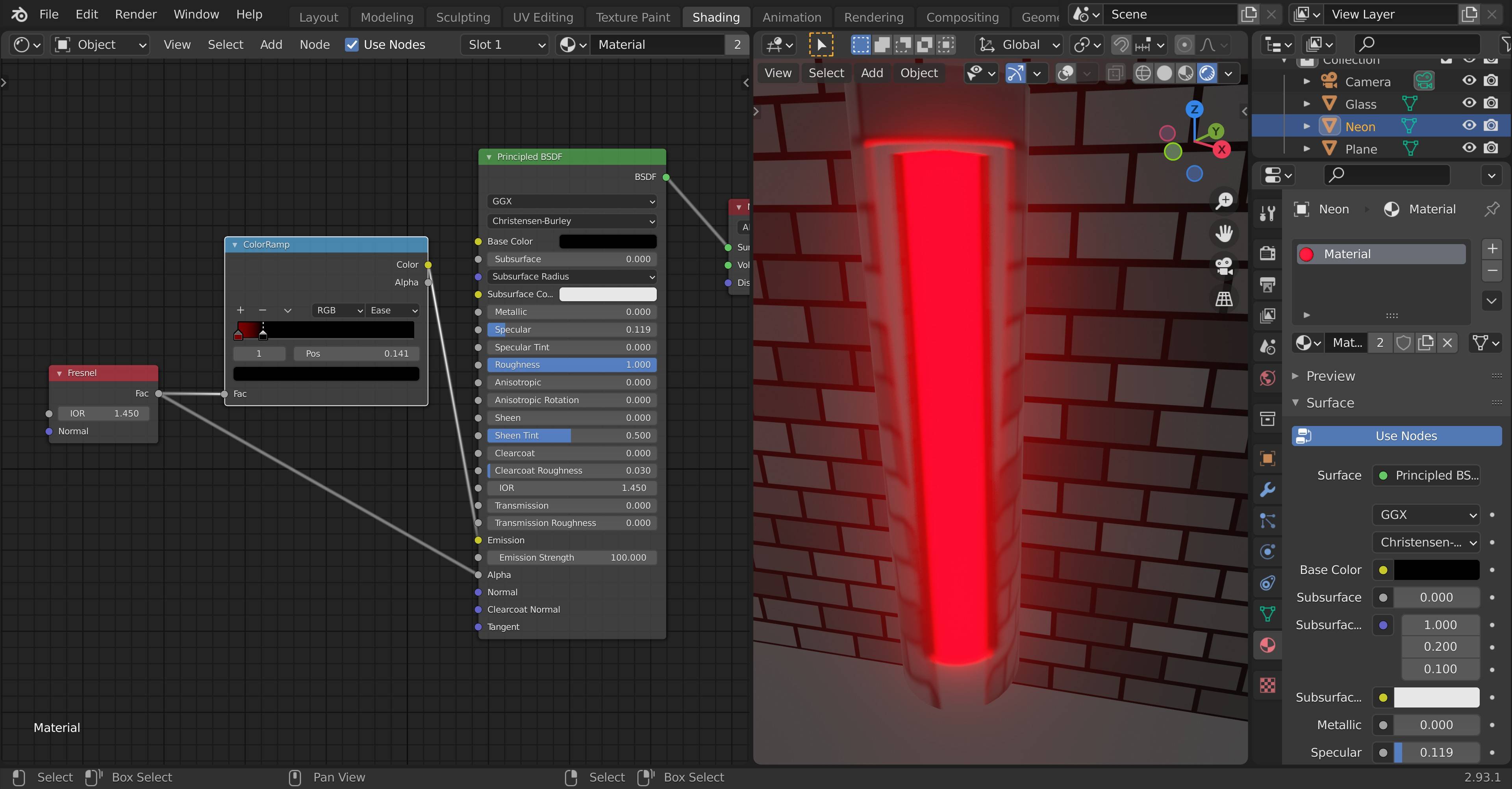 cycles render engine Simulating neon Find angle between two vectors