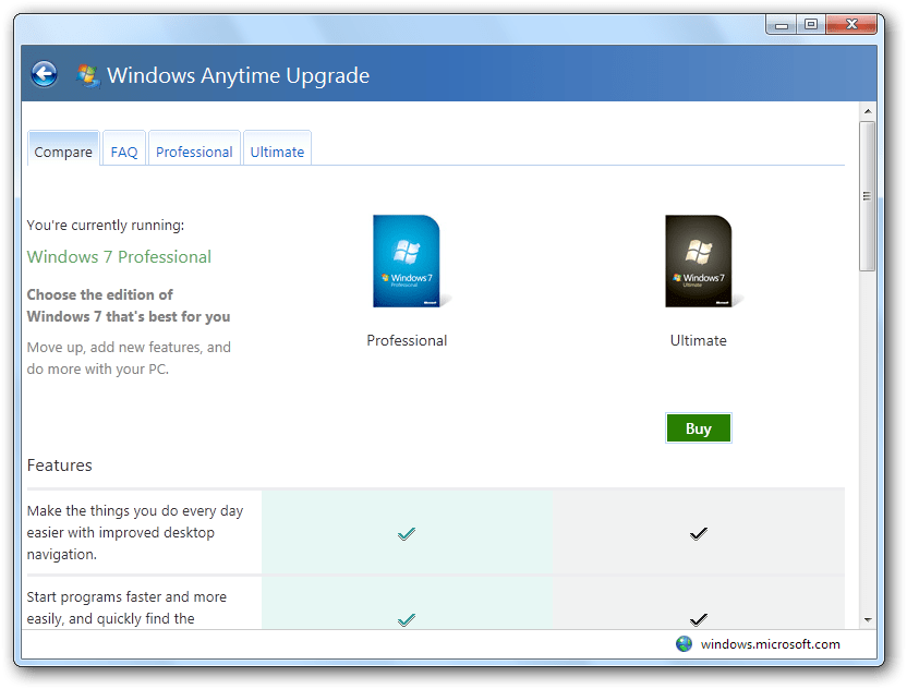 Can you still upgrade from Windows 7 Professional to Windows 7 Ultimate