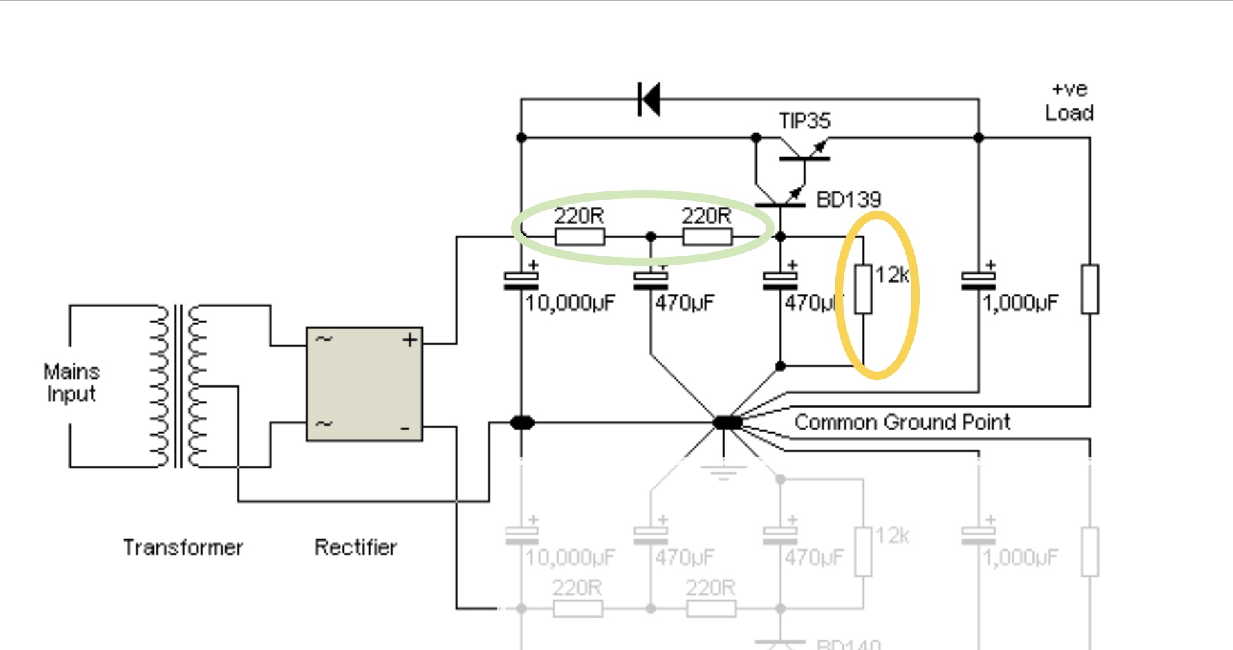capacitor Ripple rejection of capacitance multiplier when compared to