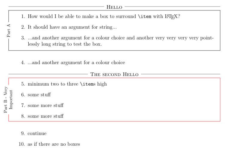 How to put a box around text and add a string?