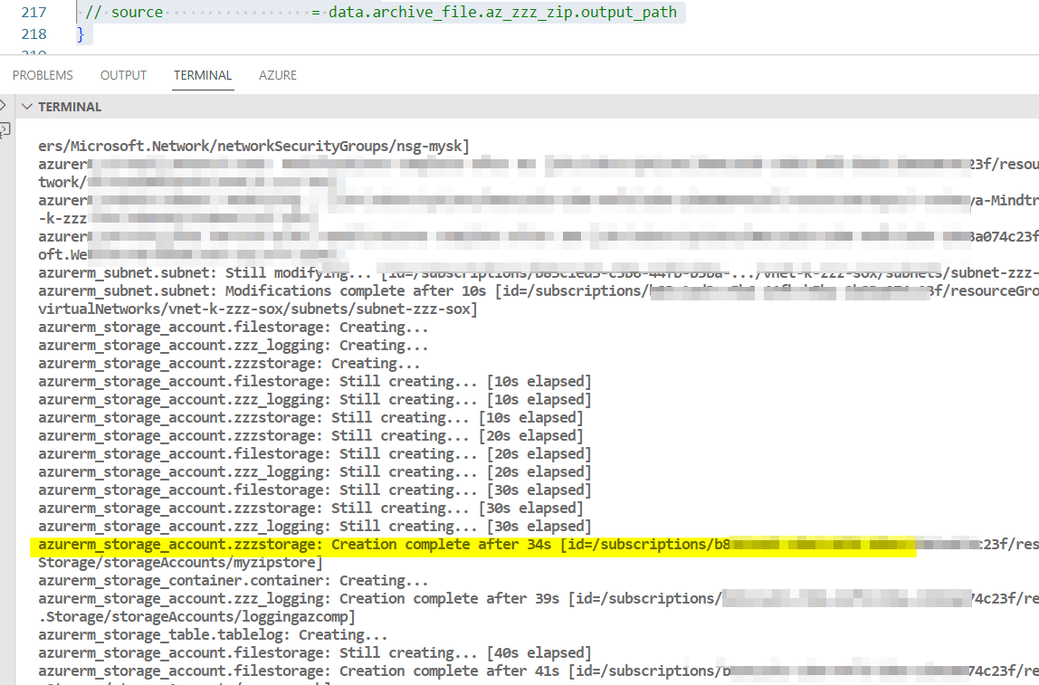 Unable to access Azure storage from Azure function when building it out