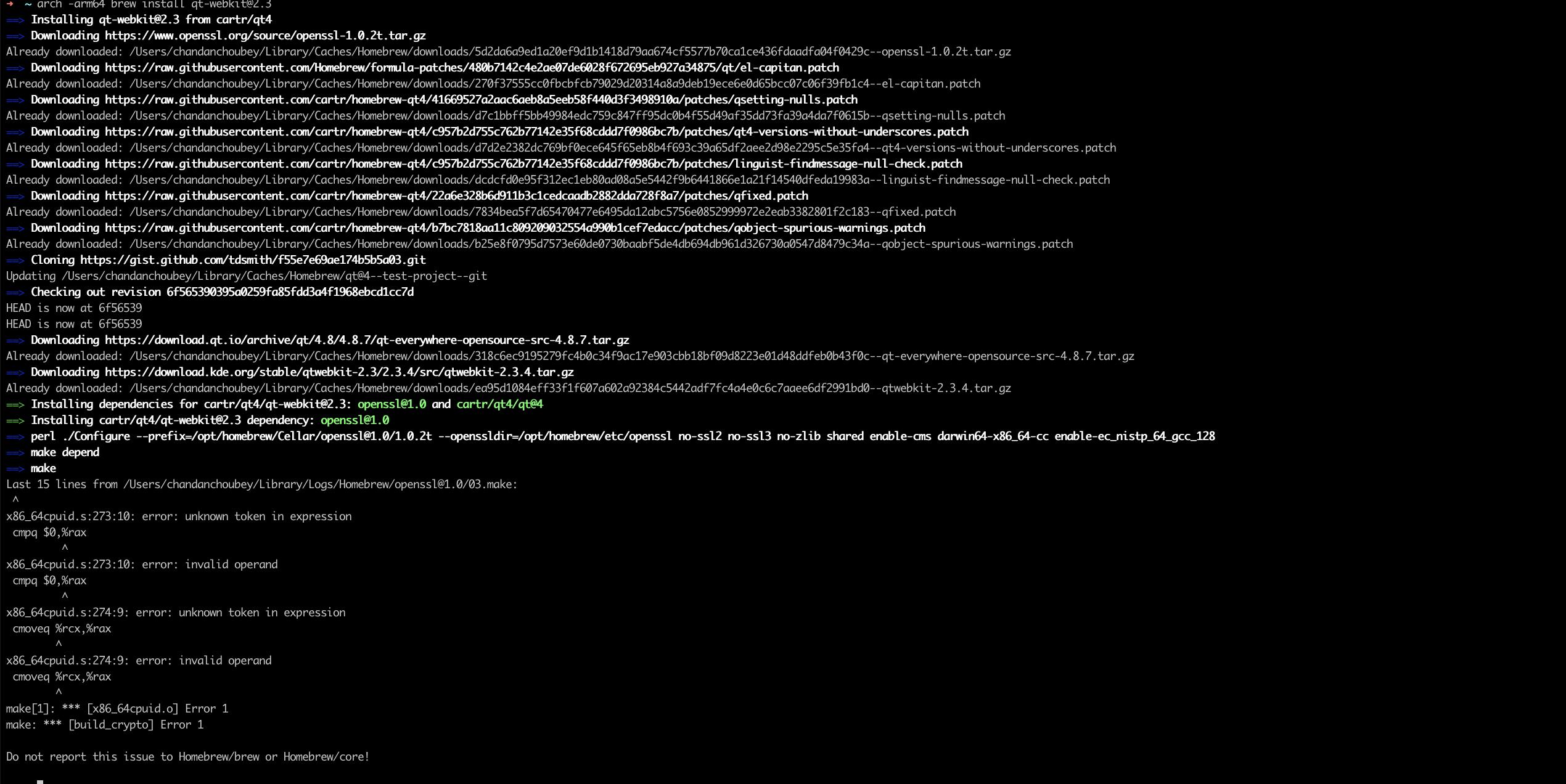 ruby on rails brew install qtwebkit2.3 failed in mac m1 chip