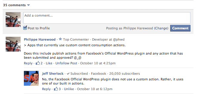 Link share with facebook comments Stack Overflow