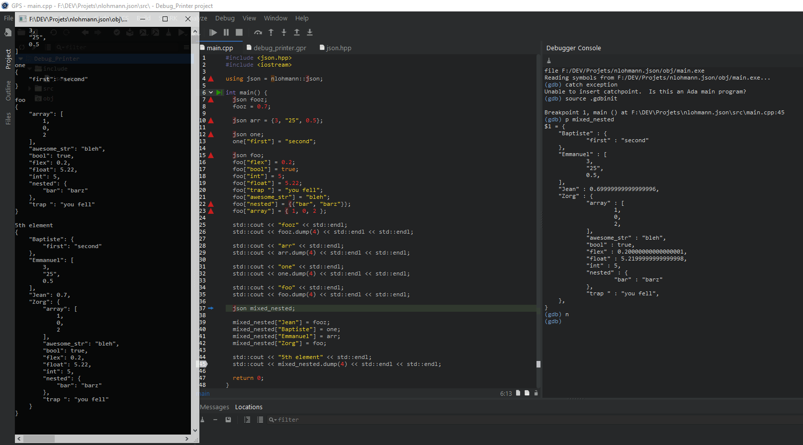 python C++ debug/print custom type with GDB the case of nlohmann