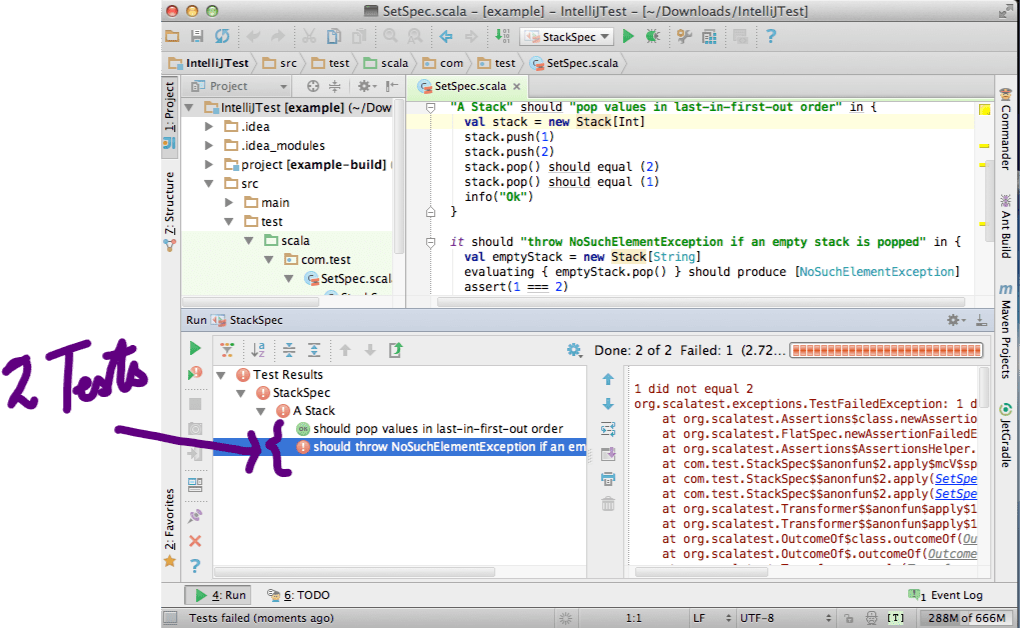 scalatest Intellij Idea not showing separate tests of a Suite when