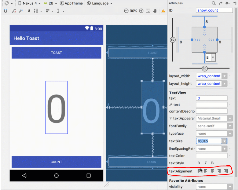 Was the textAlignment attribute removed in Android Studio 3.2? Stack