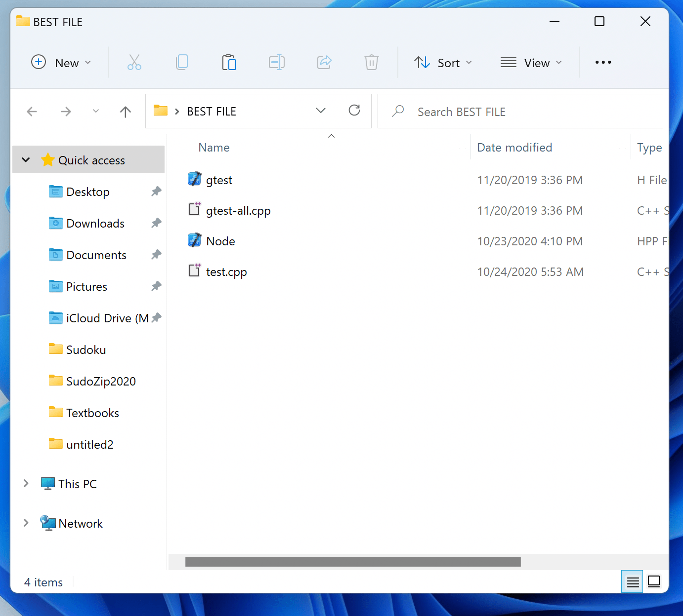 Why do the c++ files in my folder not show when I try to open them in
