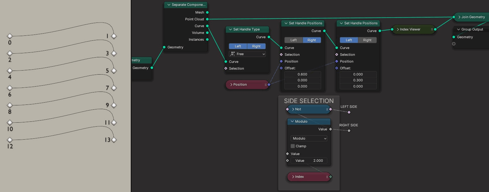 scripting Geometry Nodes How to connect two sets of points with the same Index using Bezier