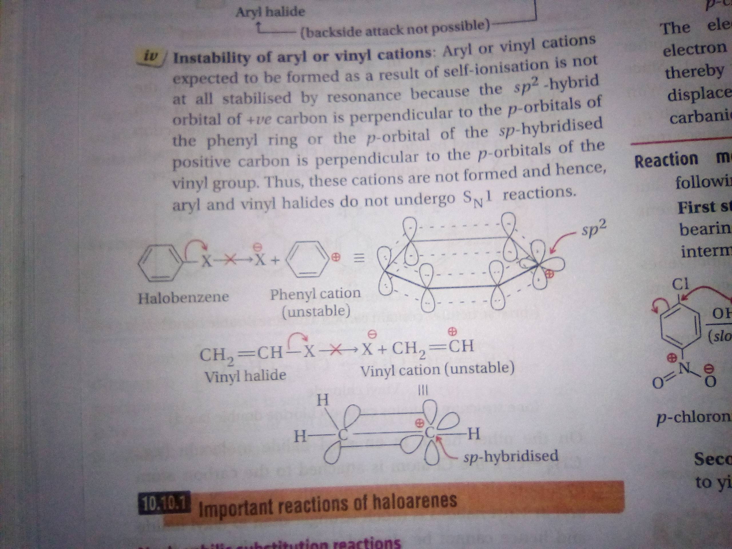 organic chemistry Perpendicular orbitals in aryl and vinyl