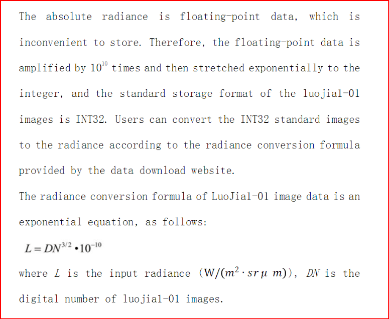 arcgis desktop Convert Luojia101 DN values to radiance Geographic