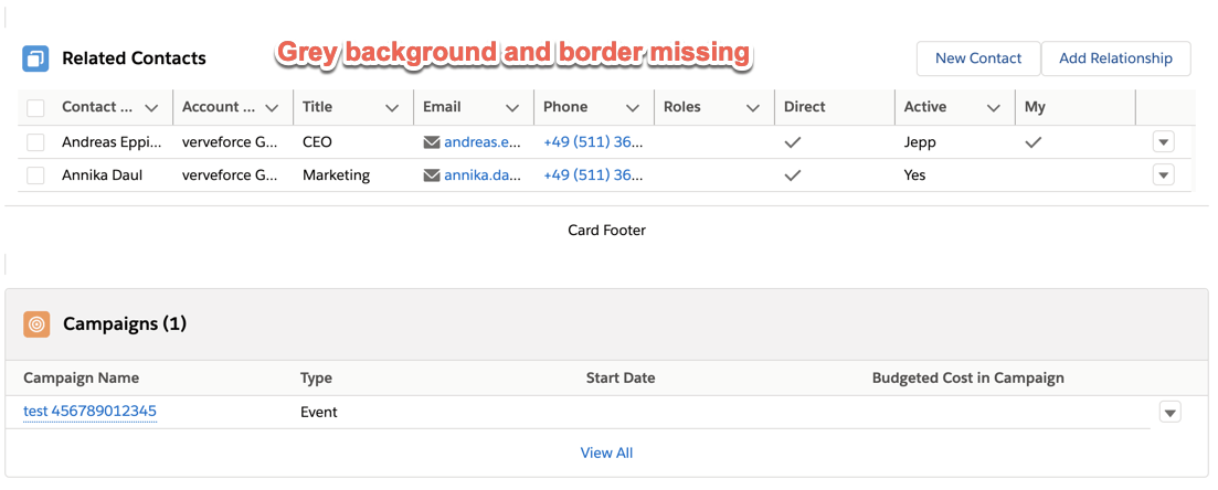 Layout a Lightning Web Component Card as a standard related list