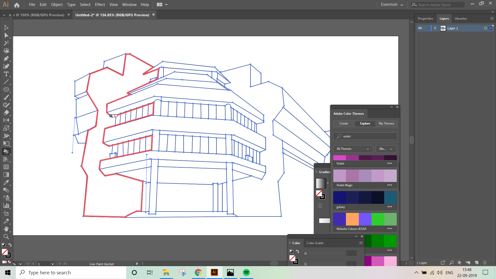 adobe illustrator Live paint bucket goes beyond borders Graphic