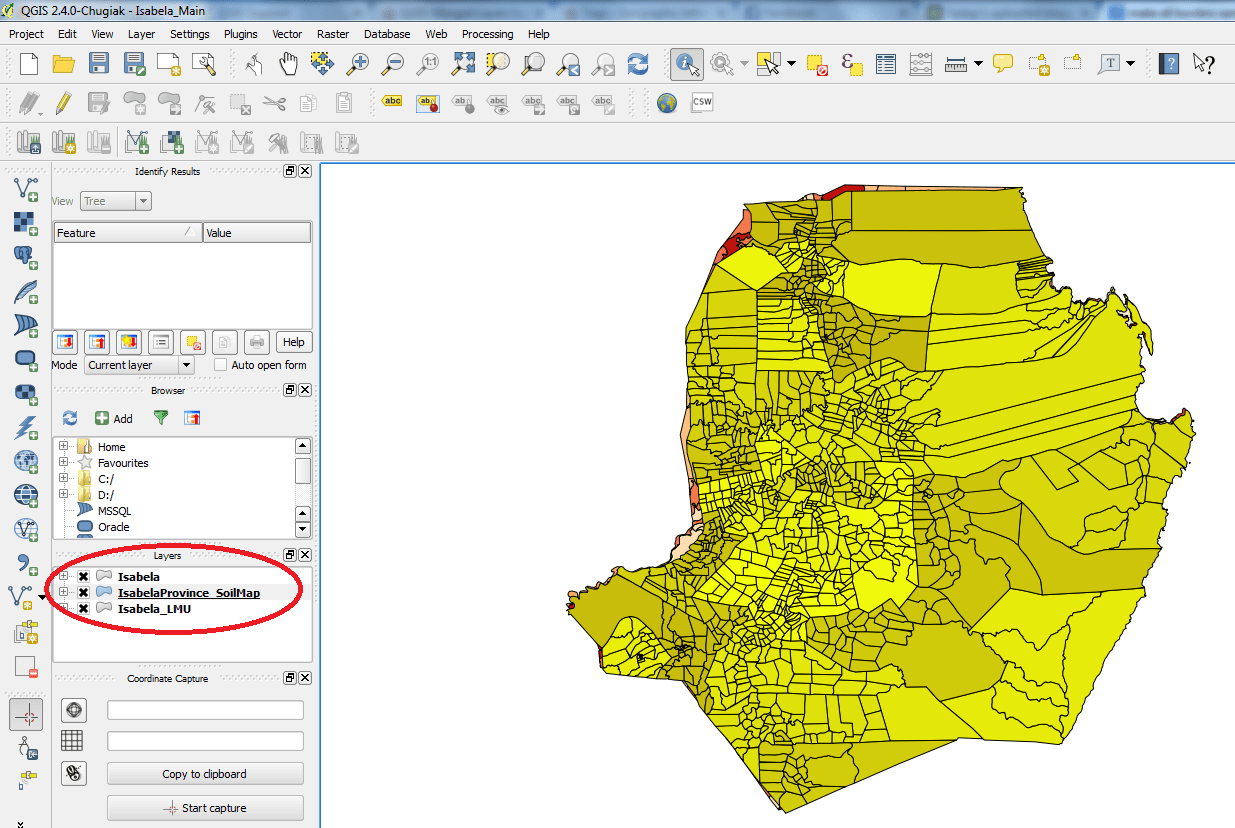Lining up three Layers that use same Coordinate Reference System (CRS