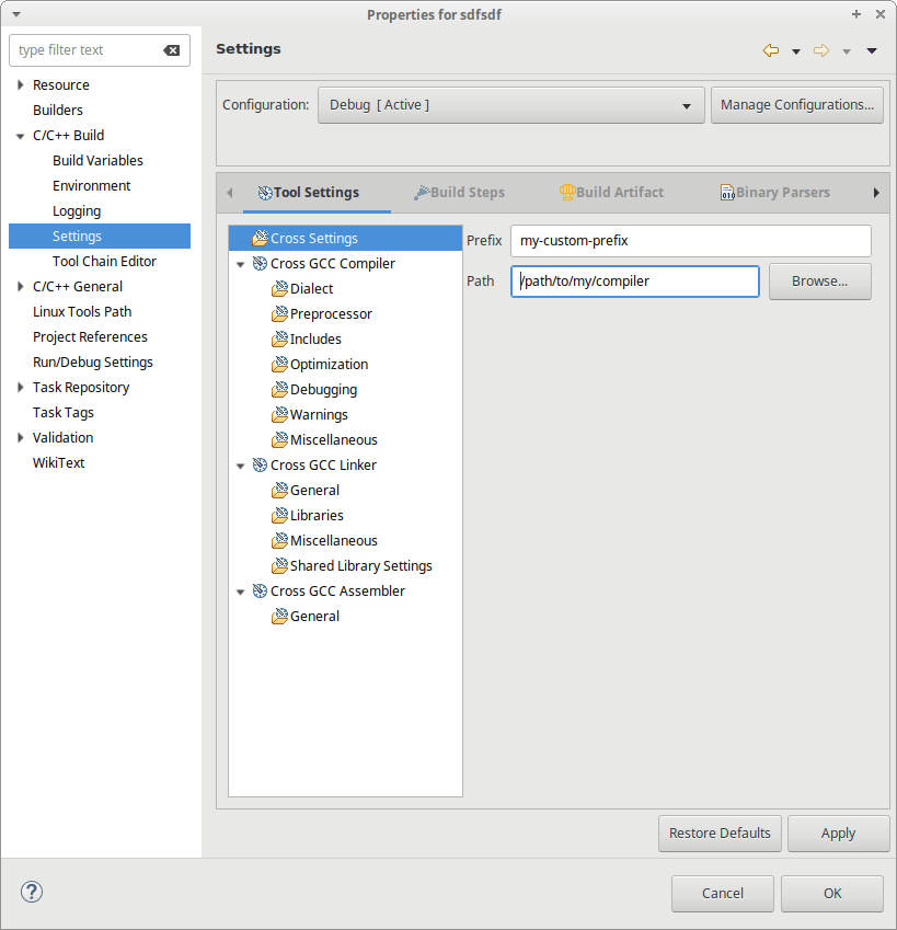 How to select build configuration x86/x64 in Eclipse (C++)? Stack