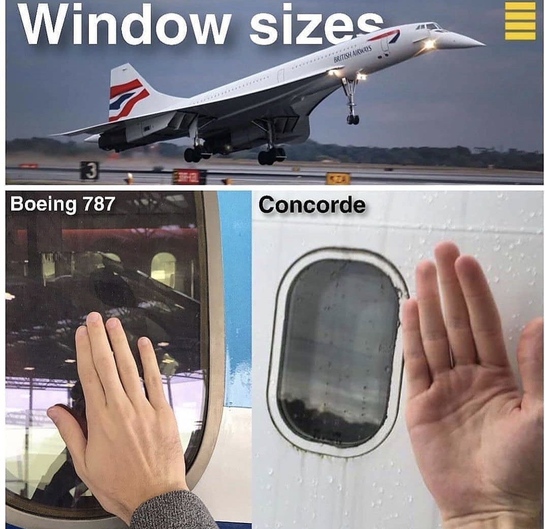 aircraft design Why were the windows on the Concord about the size of