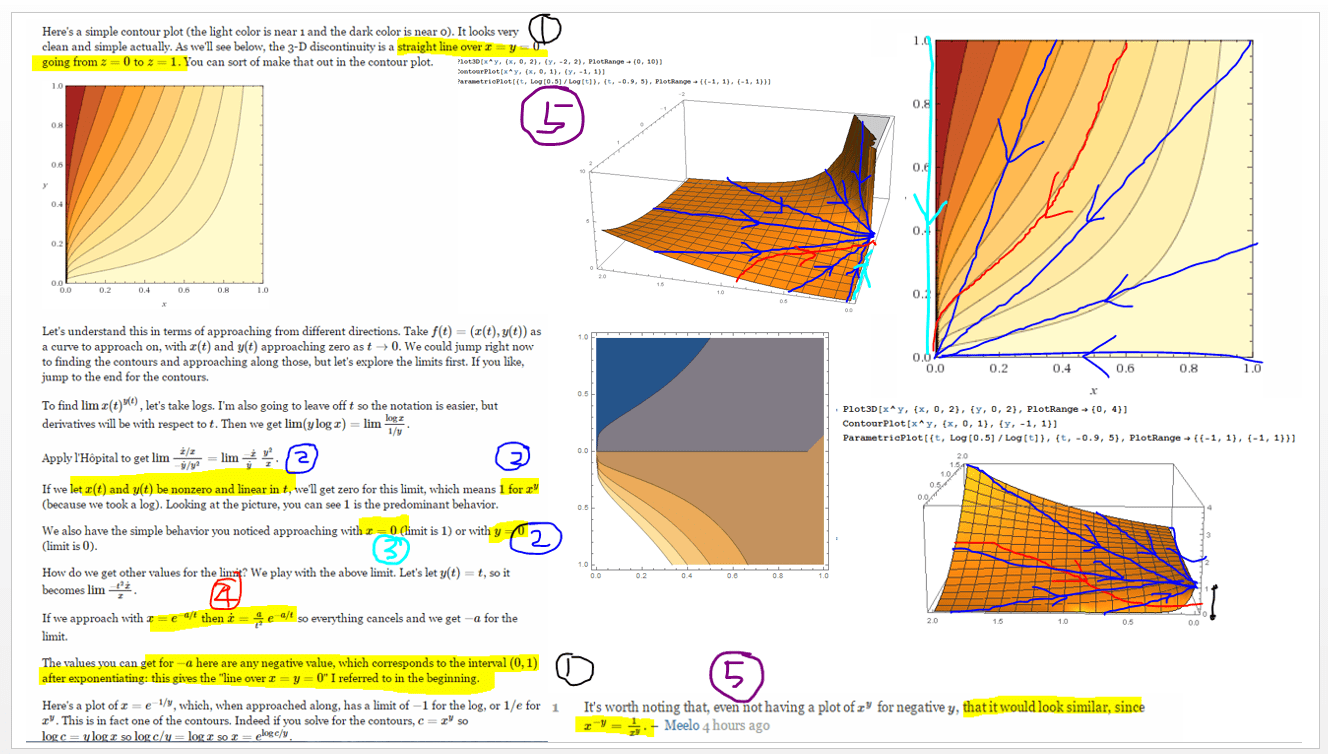 calculus 0 to the power of 0, what does the essential discontinuity